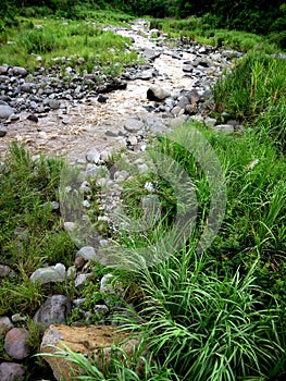 Rivers full of volcanic rocks in Indonesia