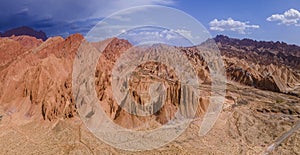 The rivers and highway in the Danxia landform photo