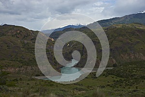 Rivers meeting along the Carretera Austral in Patagonia, Chile