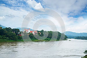 Riverscape photography with blue cloudy sky photo