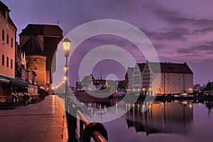 Riverside of Gdansk at dawn.