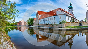 Riverside of Malse passing through Ceske Budejovice, Czech repub