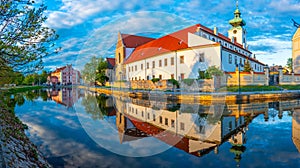 Riverside of Malse passing through Ceske Budejovice, Czech repub