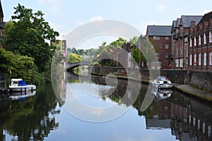 Riverside near Fye Bridge, River Wensum, Norwich, England