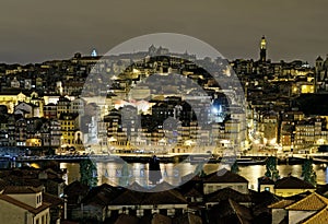 Riverside by night in porto portugal