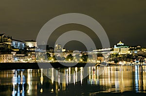 Riverside by night in porto portugal