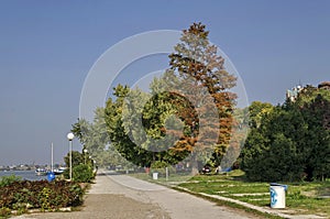 Riverside park in Ruse town along river Danube