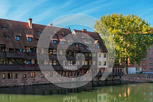 The riverside of Pegnitz river in Nuremberg