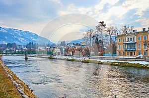 The riverside promenades of Bad Ischl, Salzkammergut, Austria