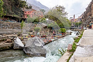 Riverside restaurants in Ourika valley in Morocco