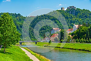 Riverside of Savinja in Slovenian town Celje