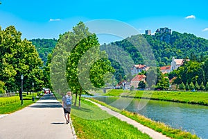 Riverside of Savinja in Slovenian town Celje