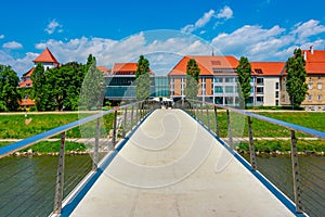 Riverside of Savinja in Slovenian town Celje