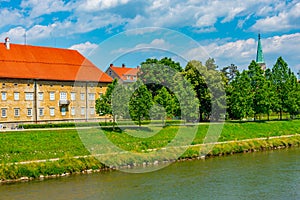 Riverside of Savinja in Slovenian town Celje