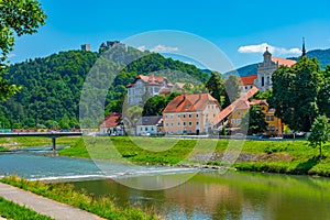 Riverside of Savinja in Slovenian town Celje