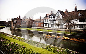 Riverside scenery on the River Stour at Canterbury Kent England