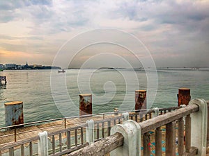 Riverside sunset bridge sea sky quay view harbor