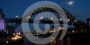 Riverside on the Tyne at night Newcastle UK 