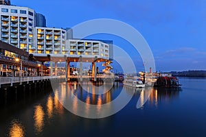 Riverside view at blue hour