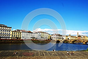 Riverside view of Florence Italy