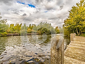 Riverside wooden staging on the River Yare, Noroflk