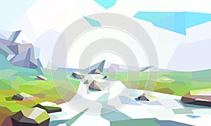 Low poly river landscape