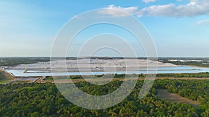 Riverview phosphogypsum stack, large open air phosphogypsum waste storage near Tampa, Florida. Potential danger of