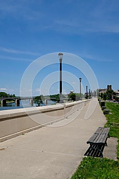 Riverwalk With Benches Along the Susquehanna River