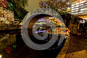 The Riverwalk at San Antonio, Texas, at Night.