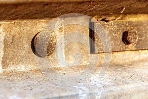 rivet in a metal profile close-up.