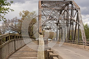 Riveted parker through truss bridge in Aztec New Mexico