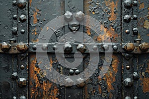 a riveted piece of old metal sheet. Metal background