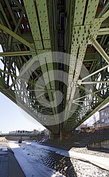 Riveted steel bridge across the Viennese river