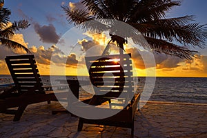 Riviera Maya sunrise beach hammocks photo