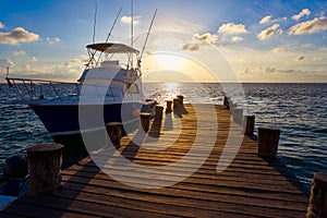 Riviera Maya sunrise boat at beach pier