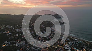 riviera Nayarit at sunset aerial drone fly above Sayulita