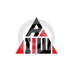 RIW triangle letter logo design with triangle shape. RIW triangle logo design monogram. RIW triangle vector logo template with red