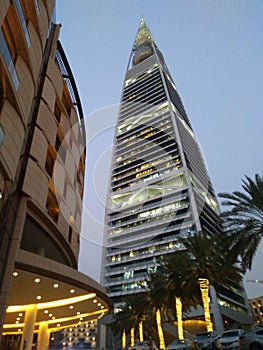 Riyadh  Al Faisallyah Centre famous skyscraper piramidale shape steel glass