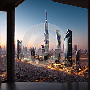 Riyadh, Saudi Arabia - 14 ,King Abdullah Financial District , KAFD business towers made with Generative AI