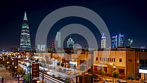 Riyadh, Saudi Arabia, Al_Tahlia Street, Tahlia Street, Faisalia Tower, Al Faisaliah Tower Ã¢â¬â Riyadh Towers, Landscape at night, photo