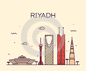 Riyadh skyline trendy vector illustration linear