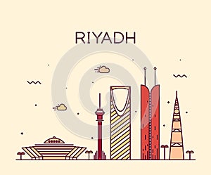 Riyadh skyline trendy vector illustration linear photo