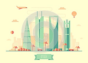 Riyadh skyline vector illustration flat design photo