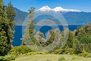 RiÃÂ±ihue lake and Mocho-Choshuenco national reserve as background (Chile) photo