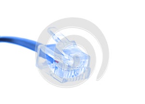 Rj-45 cable connector isolated on white