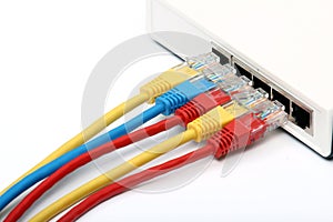 Rj 45 conector and switch photo