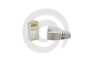 RJ-45 LAN connector isolated on white background