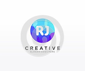RJ initial logo With Colorful Circle template vector