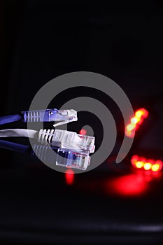 RJ-45 patching cord in dark