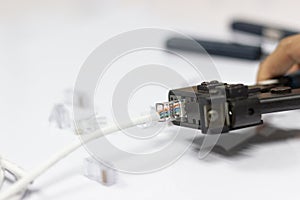 RJ45 connector on a CAT5 Ethernet network Patch Cable